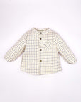 Beige Checked Shirt with Mandarin collar