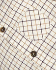 Beige Checked Shirt with Mandarin collar