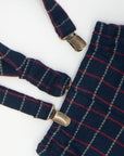 Navy Blue Tartan Shorts with Suspended Straps