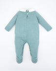 Blue Footed Knitted Romper with White Collar and Horse details