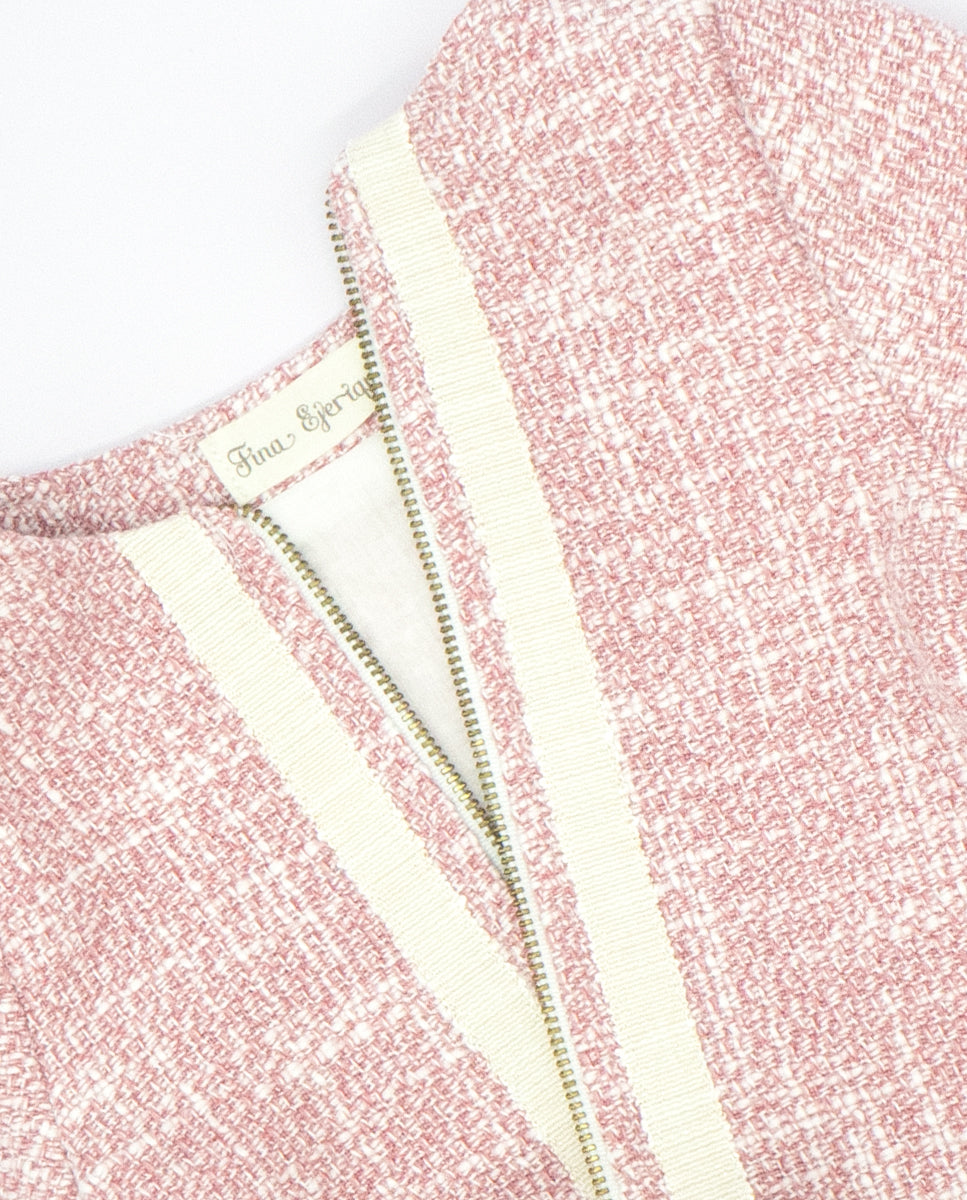 Pink Tweed Zipped Cardigan