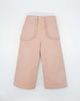 High-waist Pink Cotton Trousers with Ruffles