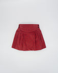 Red Velvet Corduroy Skirt with Polka Dots