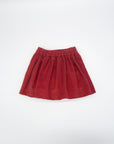 Red Velvet Corduroy Skirt with Polka Dots