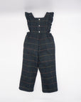 Dark Grey Tartan Dungarees for Girl