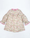 Liberty Cotton Dress with Fuchsia Flower and Long sleeves