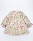 Liberty Cotton Dress with Fuchsia Flower and Long sleeves