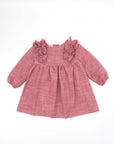 Pink Tweed Dress with Front Ruffles