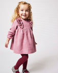 Pink Tweed Dress with Front Ruffles