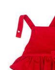 Red Corduroy Overall Dress