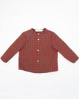 Red Gingham Shirt with Mao Collar