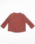 Red Gingham Shirt with Mao Collar