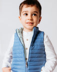 Reversible Quilted Vest in Green and Blue