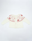 PINK AND WHITE KNITTED SWEATER JACKET WITH HEARTS