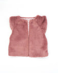 Reversible Vest with Fur and Lavender Leaf Print