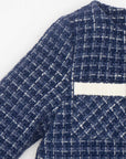 Navy Blue Tweed Jacket with White Details