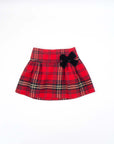 Red Plaid Short Skirt with Pleats