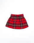 Red Plaid Short Skirt with Pleats