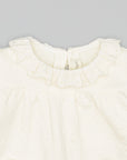 WHITE COTTON SWEATER WITH CHECKERED VIELLA COLLAR
