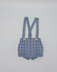 BLUE PLAID SHORTS WITH SUSPENDERS