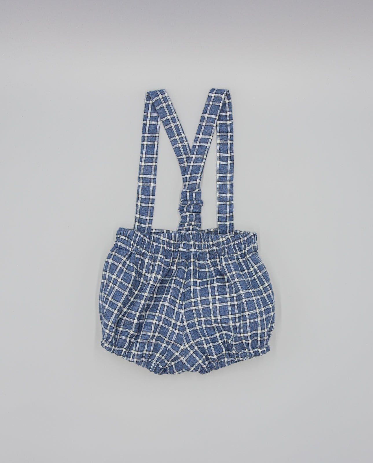 BLUE PLAID SHORTS WITH SUSPENDERS