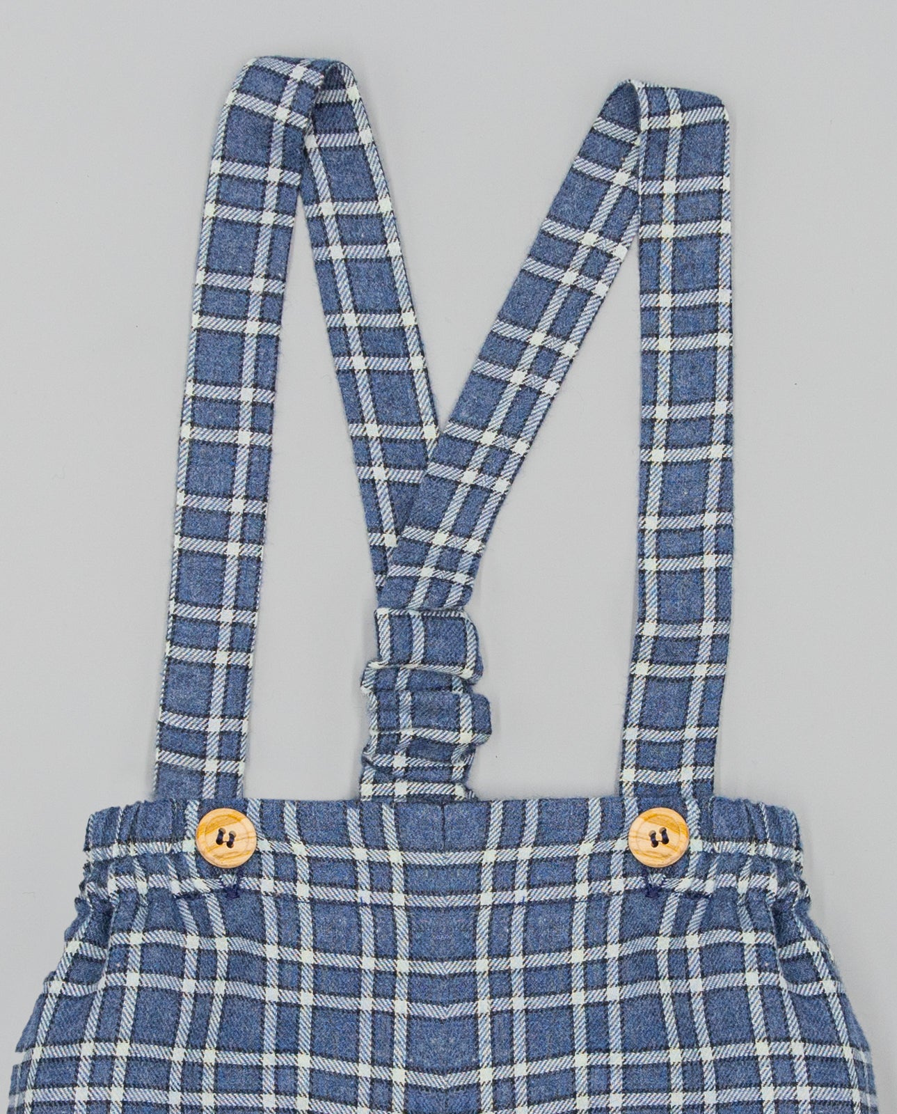 BLUE PLAID SHORTS WITH SUSPENDERS