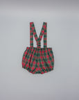 GREEN PLAID SHORTS WITH SUSPENDERS
