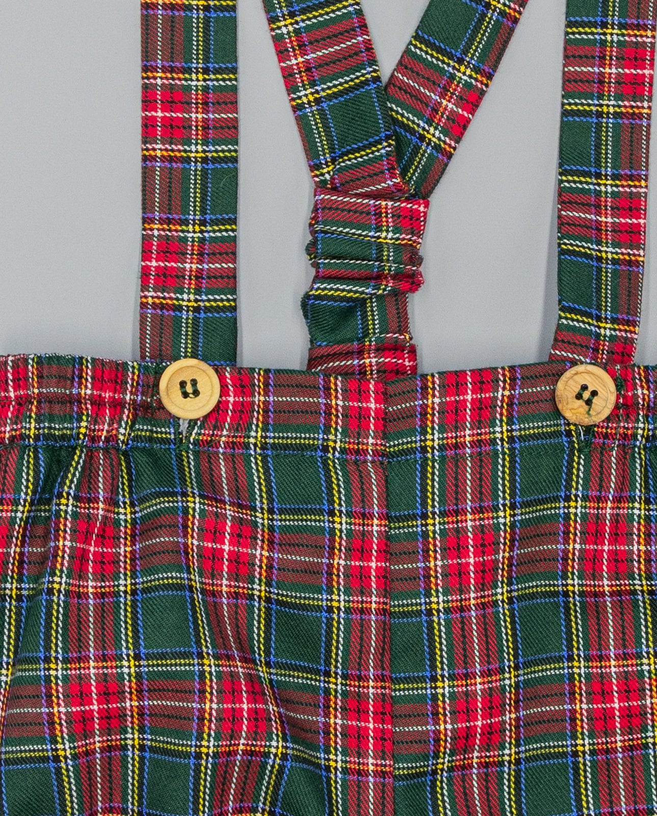 GREEN PLAID SHORTS WITH SUSPENDERS