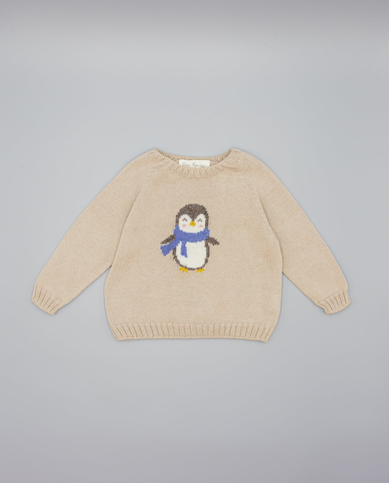 BEIGE SWEATER WITH PENGUIN