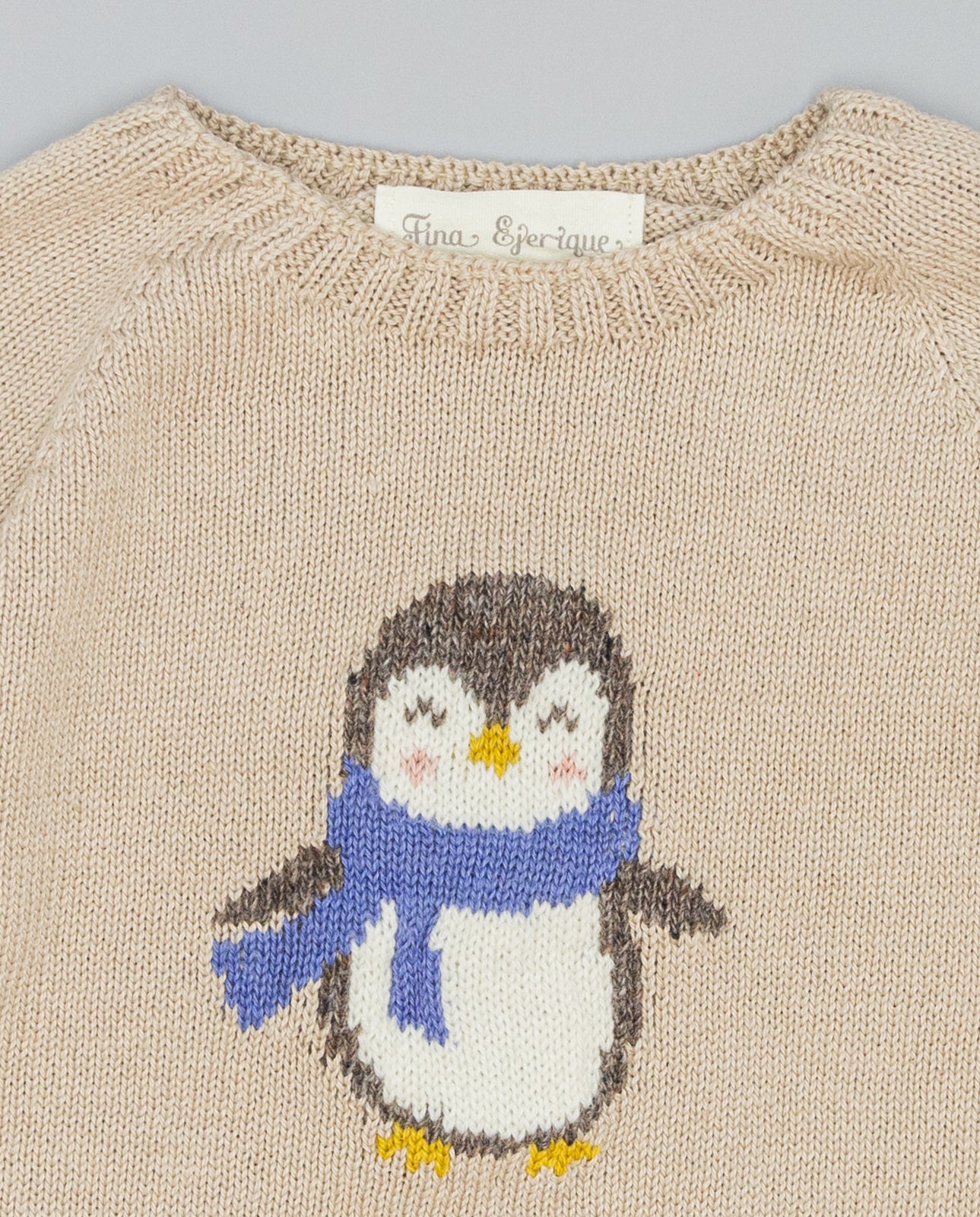 BEIGE SWEATER WITH PENGUIN