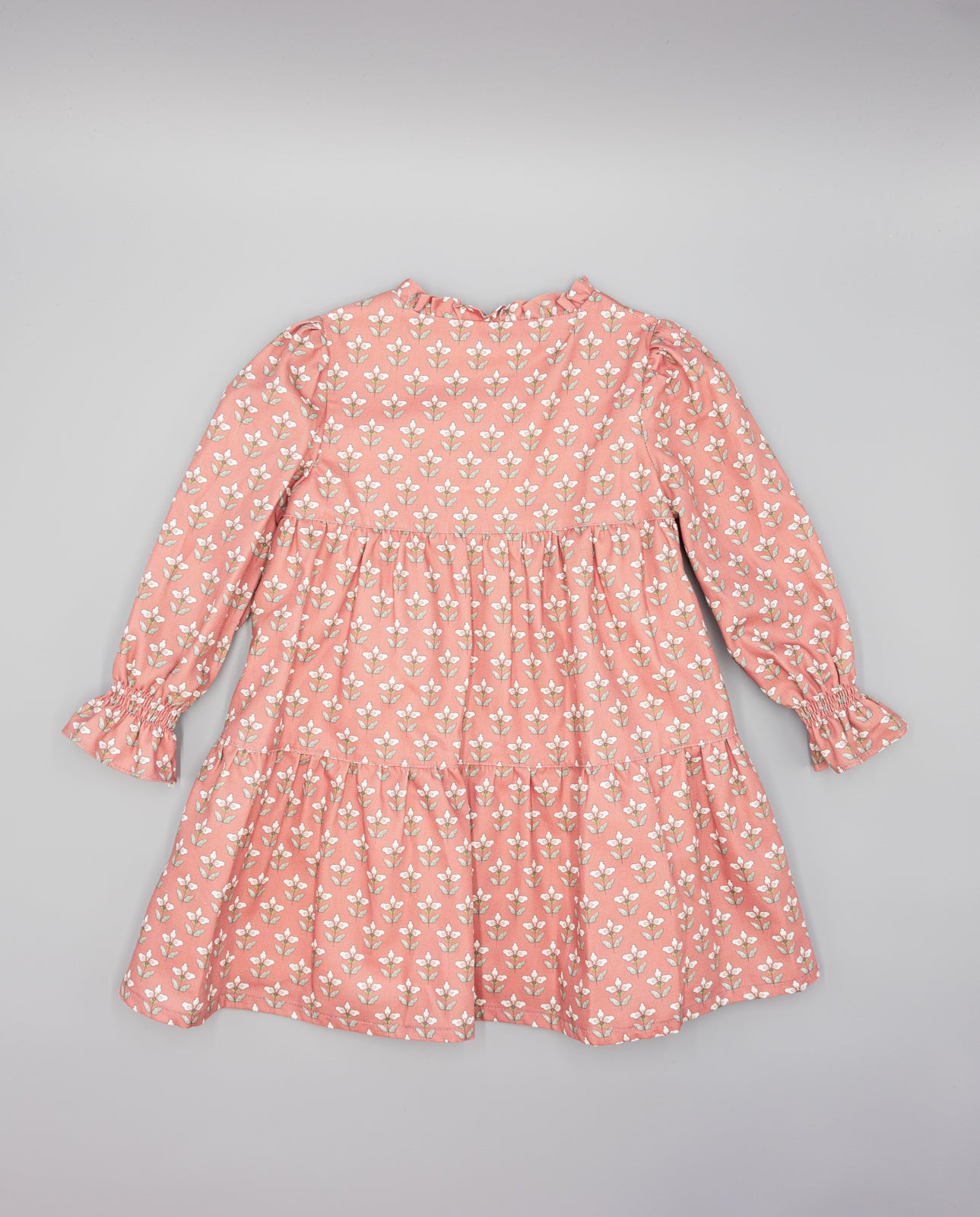 BURGUNDY VIELLA GIRL&#39;S DRESS WITH FLORAL PRINT
