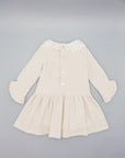 GIRL'S BEIGE CORDUROY DRESS WITH GUIPURE COLLAR
