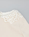GIRL'S BEIGE CORDUROY DRESS WITH GUIPURE COLLAR