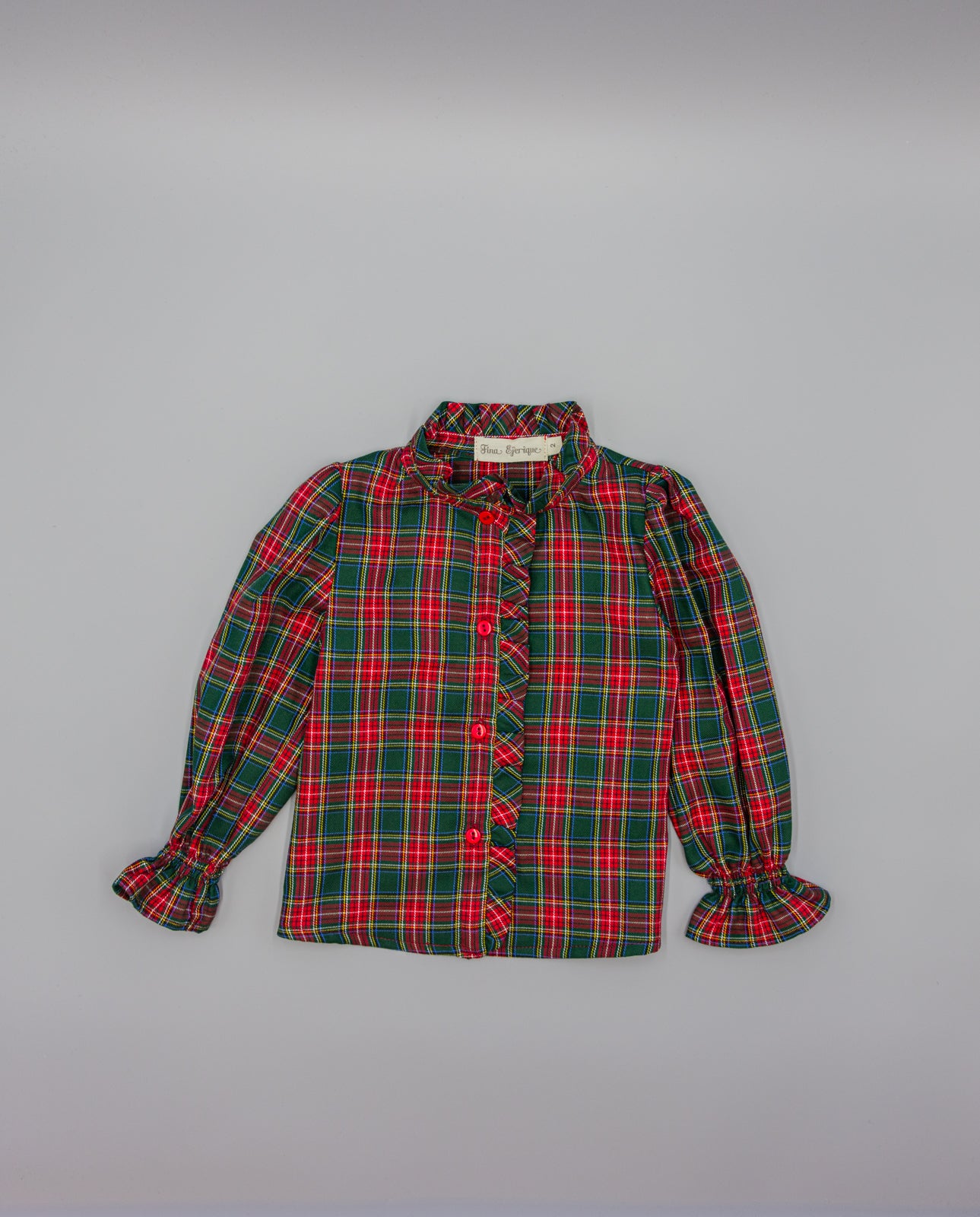 SHIRT GREEN PLAID WITH RUFFLE