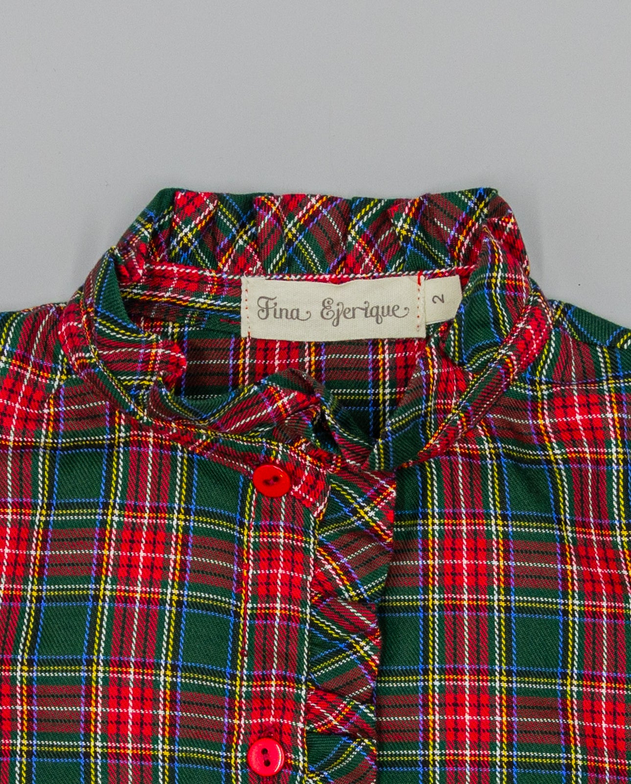 SHIRT GREEN PLAID WITH RUFFLE