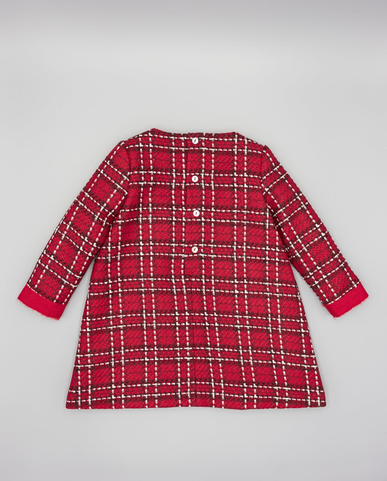 RED STRUCTURED FABRIC DRESS FOR GIRL WITH BOWS