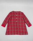 RED STRUCTURED FABRIC DRESS FOR GIRL WITH BOWS