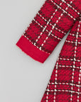 RED STRUCTURED FABRIC DRESS FOR GIRL WITH BOWS