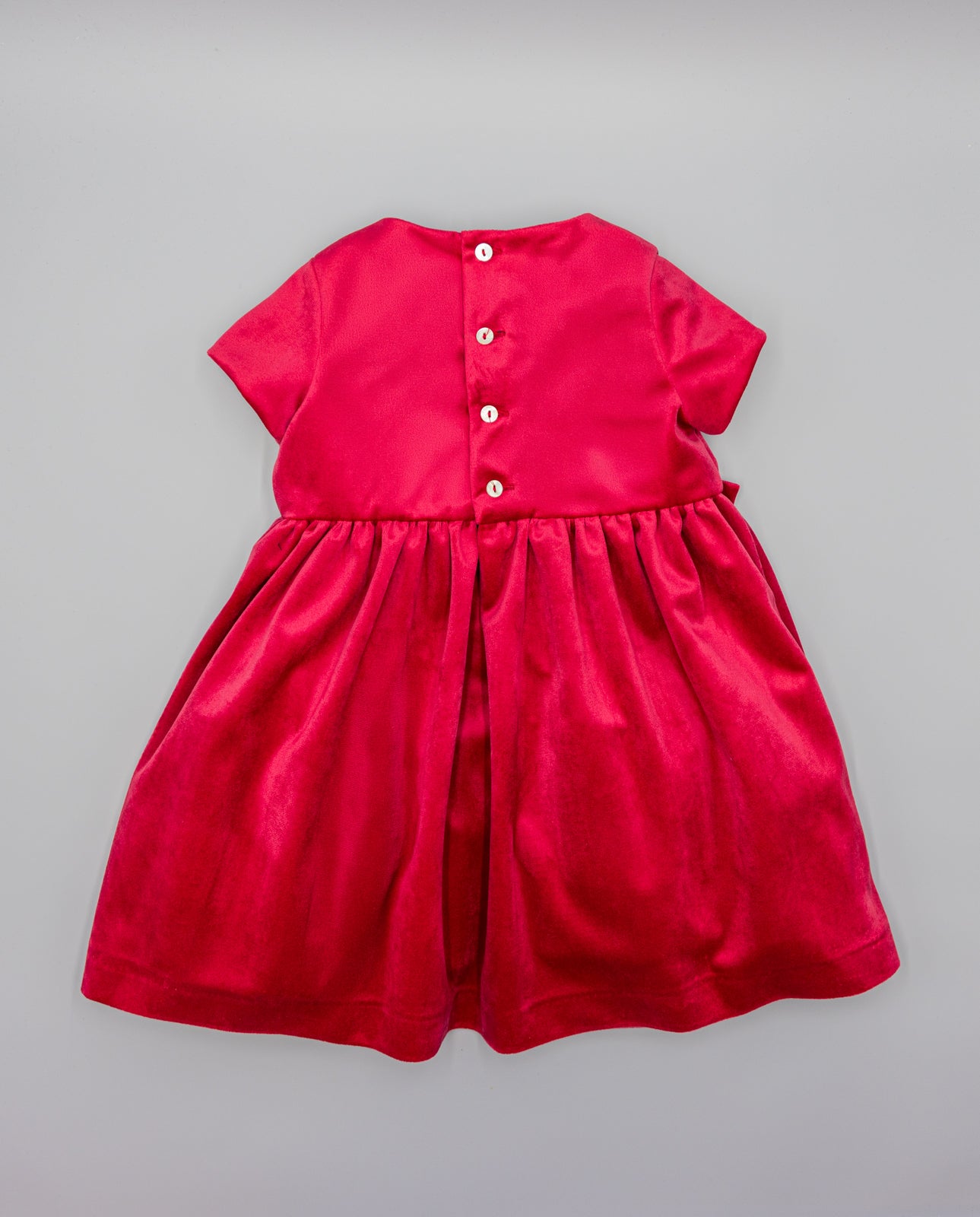 RED VELVET DRESS WITH BOWS