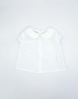 White Round Neck Blouse for Girls