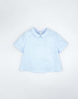 Short Sleeves Shirt with Blue French Collar