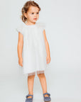 GOLDEN GLITTER TULLE DRESS WITH BOW FOR BABY GIRLS