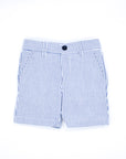 Navy blue striped Bermuda shorts