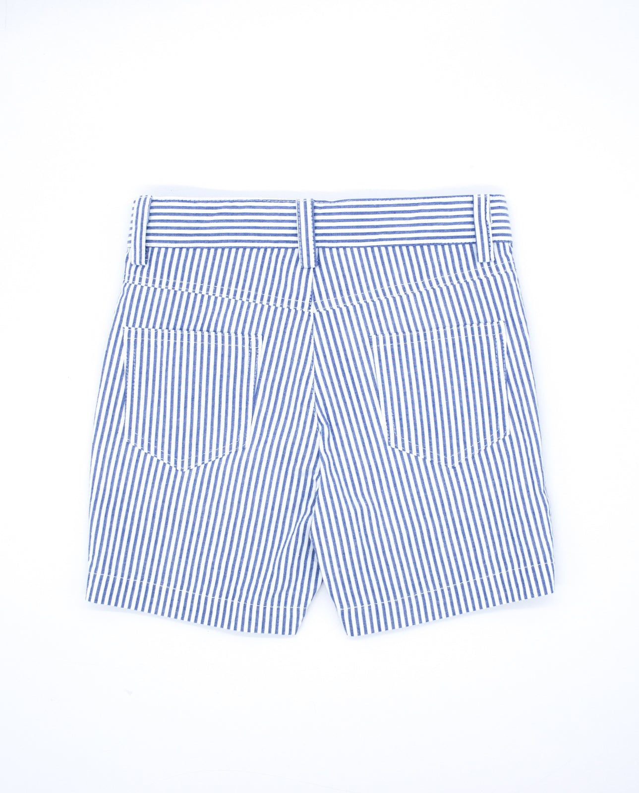 Navy blue striped Bermuda shorts