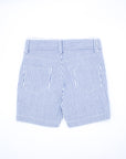 Navy blue striped Bermuda shorts