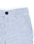 Navy blue striped Bermuda shorts