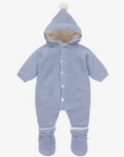 BLUE KNIT BABY SUIT WITH BOOTIES "BALANCIN"