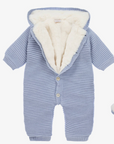 BLUE KNIT BABY SUIT WITH BOOTIES "BALANCIN"