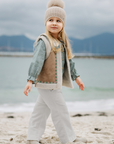 Girl Beige Faux Suede & Fleece Gilet