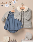 Baby Girl Blue Dress with grey details